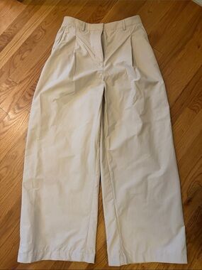 TWP Wide Leg Pleated Cotton Pants Light Khaki Size 4